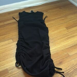 Lioness Black Ruched Sheath Mini Dress